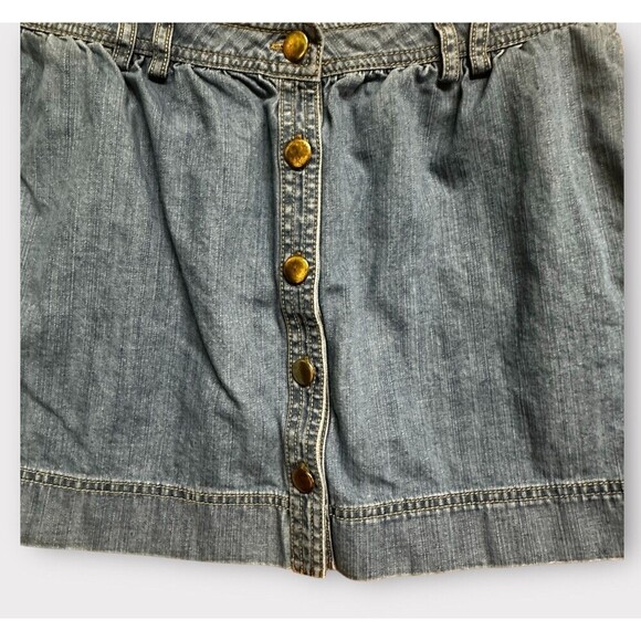 Fossil Mini Skirt Women's Sz 4 Button Front Side‎ Seam Pockets Light Denim - Picture 2 of 8